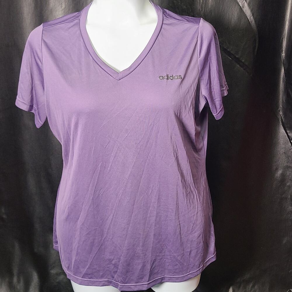 Adidas Purple V-neck workout tee size large